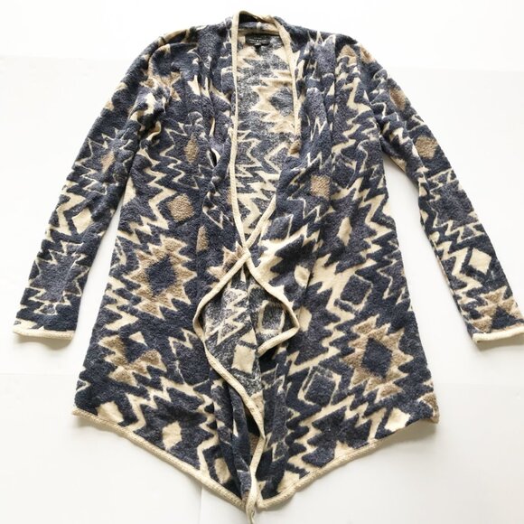 LUCKY BRAND Aztec Southwest Open Front Waterfall Cardigan Sweater Womens Small - Picture 2 of 9